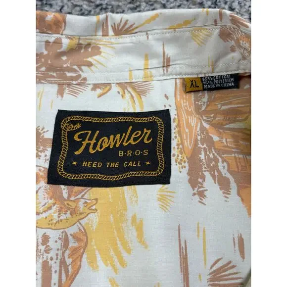 Howler Bros H Bar B Pearl Snap Short Sleeve Shirt Men's XL Desert Coyotes Cream - Picture 9 of 10